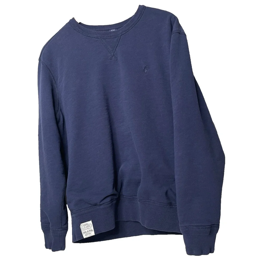 Polo Ralph Lauren Men’s Large Navy Blue Fleece Crewneck Sweatshirt Pony Logo